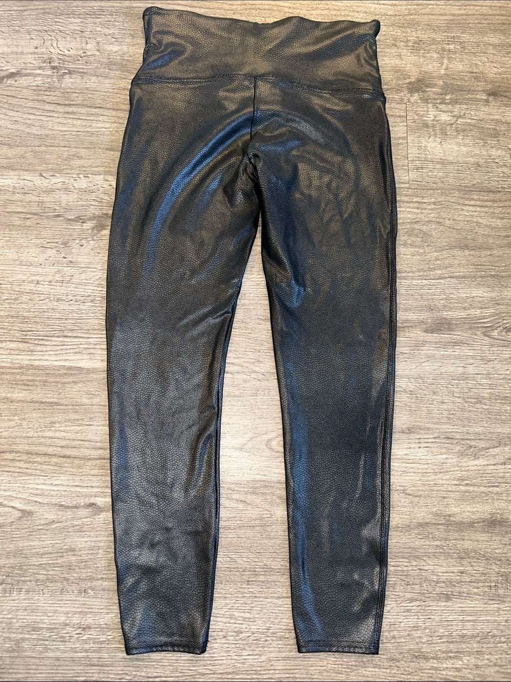 Spanx Faux Leather Leggings 1X High Rise Black Textured Skinny - Picture 6 of 9